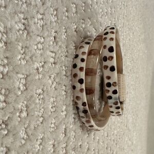 Anthropologie Brown and Cream Dot Bracelet Set